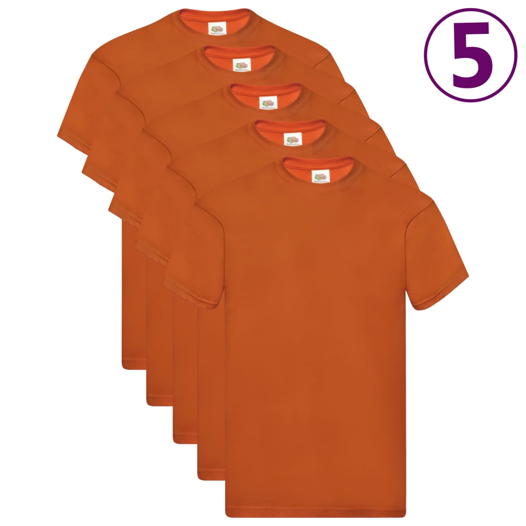 5 Fruit of the Loom Original T-paita 5 kpl oranssi XL puuvilla