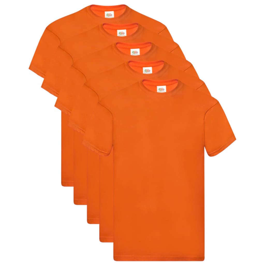 5 Fruit of the Loom Original T-paita 5 kpl oranssi XL puuvilla