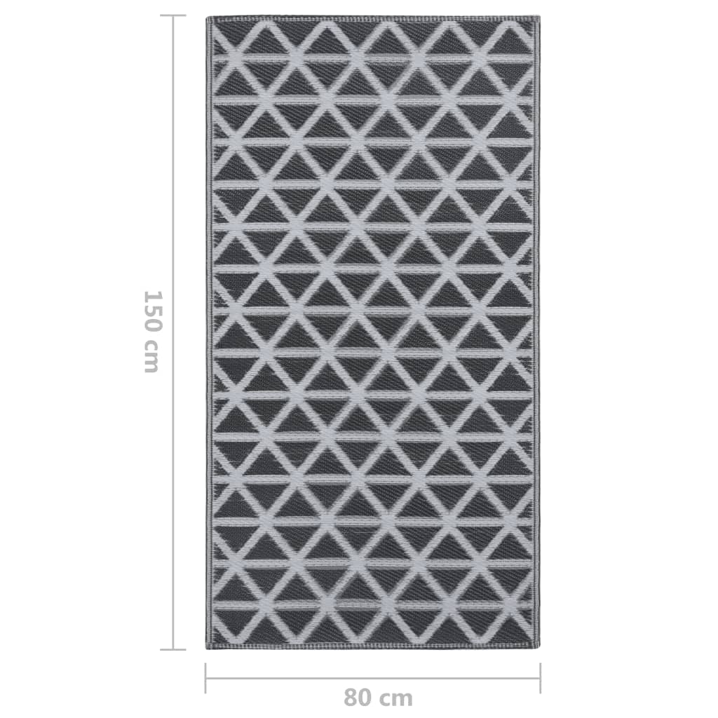 Fekete PP kültéri szőnyeg 80 x 150 cm 