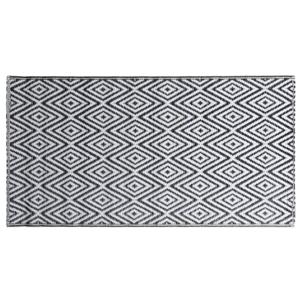 Fekete-fehér PP kültéri szőnyeg 80 x 150 cm 