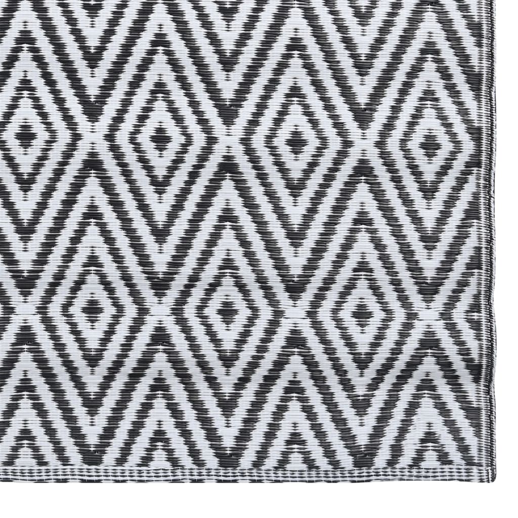 Fekete-fehér PP kültéri szőnyeg 80 x 150 cm 