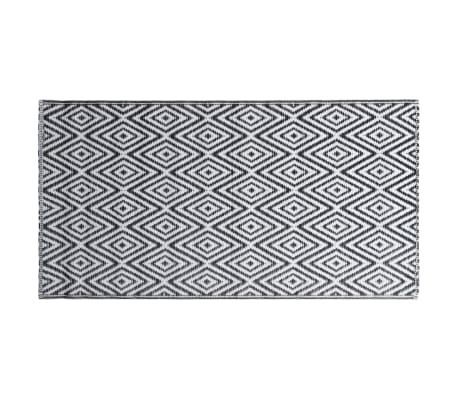 vidaXL Lauko kilimas, baltos ir juodos spalvos, 80x150cm, PP