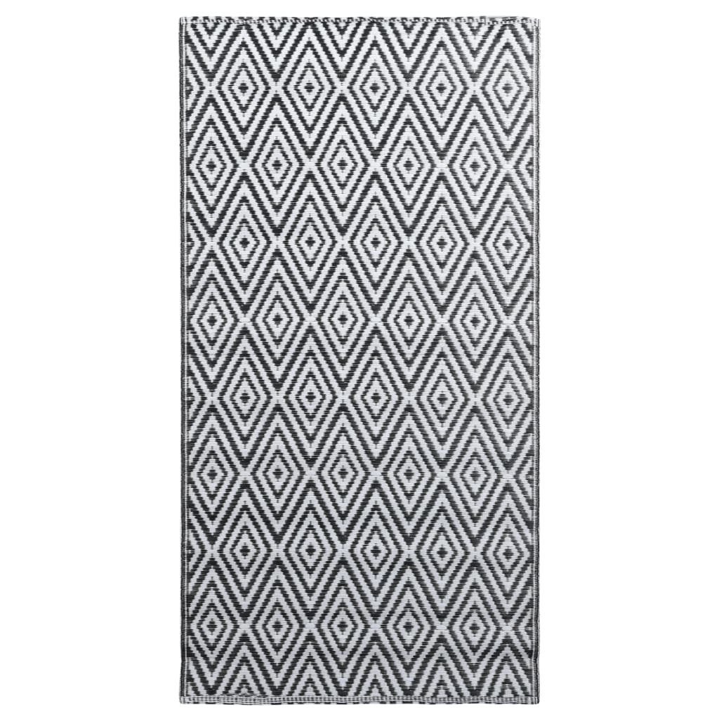 Covor de exterior, alb și negru, 160×230 cm, PP