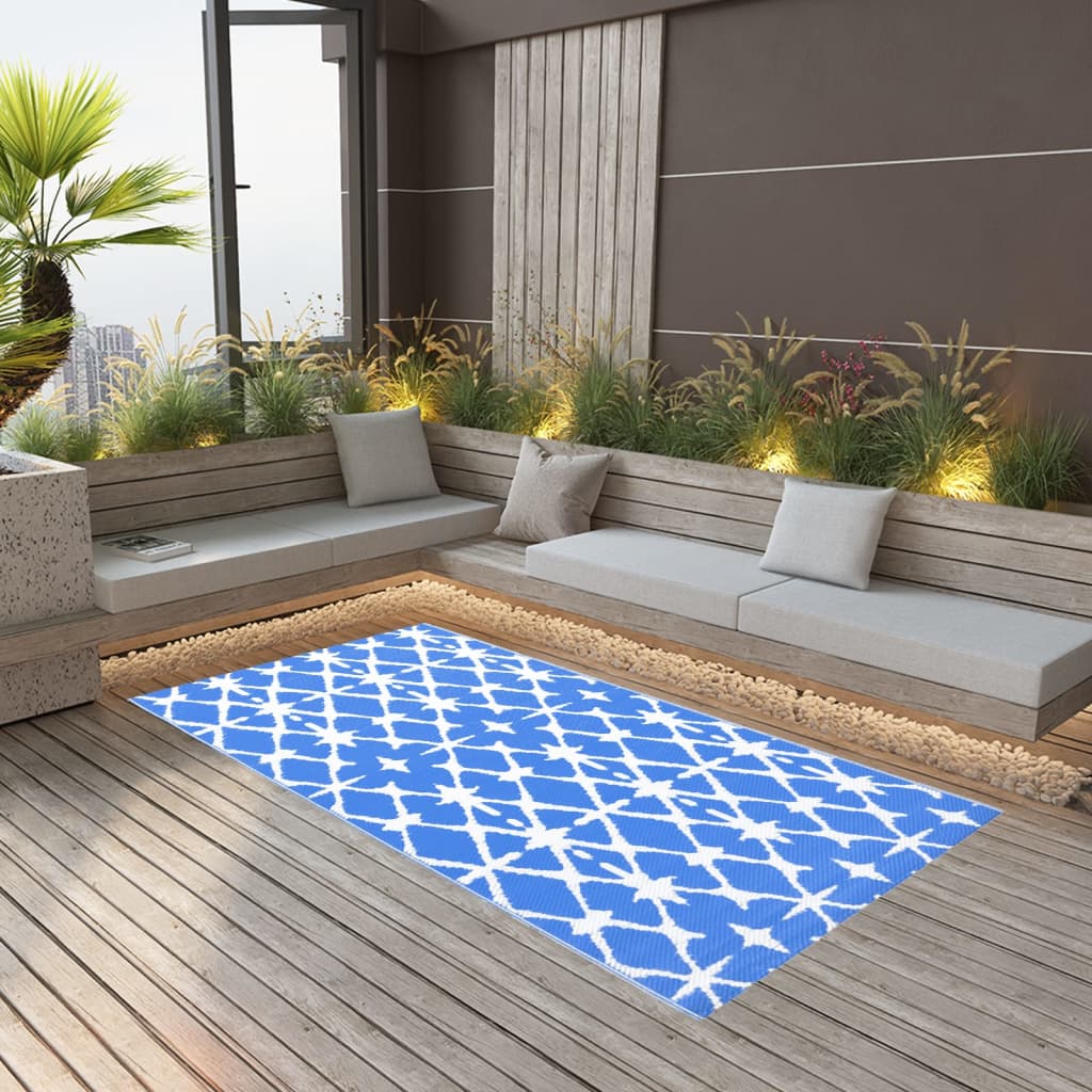 Outdoor-Teppich Blau und Weiß 190×290 cm PP kaufen