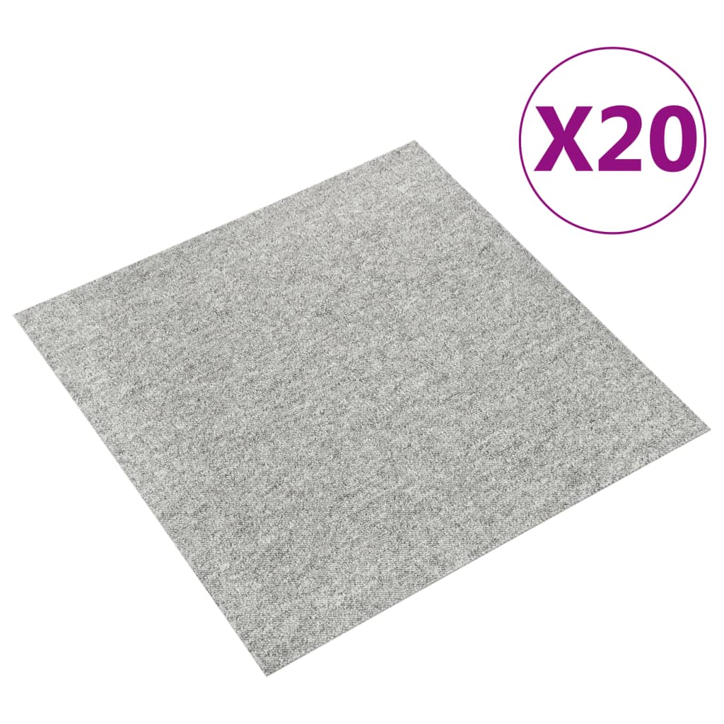 vidaXL Talna obloga preproga 20 kosov 5 m² 50x50 cm svetlo siva