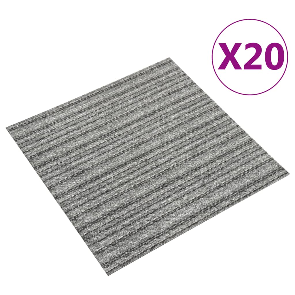 vidaXL Tekstiililaatta 20kpl 5 m² 50×50 cm raidallinen harmaa