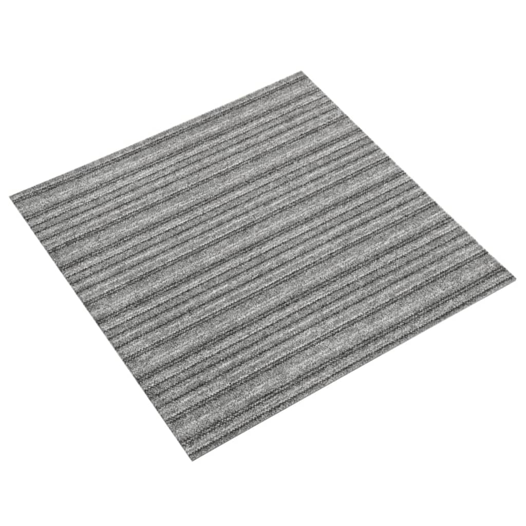 vidaXL Ladrilhos carpete p/ pisos 20 pcs 5 m² 50x50 cm riscas cinzento