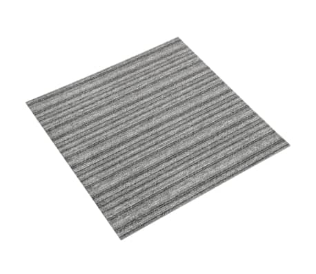 vidaXL Ladrilhos carpete p/ pisos 20 pcs 5 m² 50x50 cm riscas cinzento