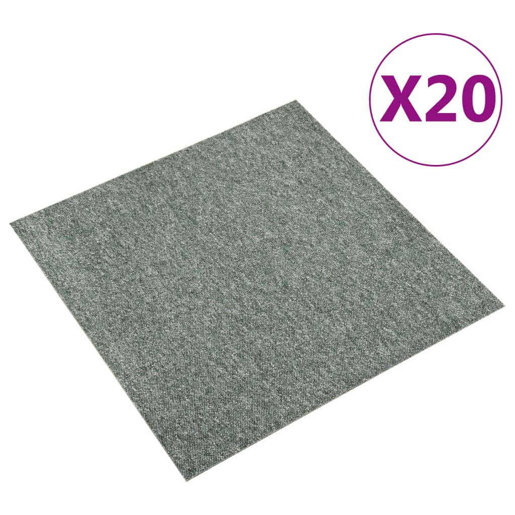 vidaXL tæppefliser 20 stk. 5 m² 50x50 cm grøn