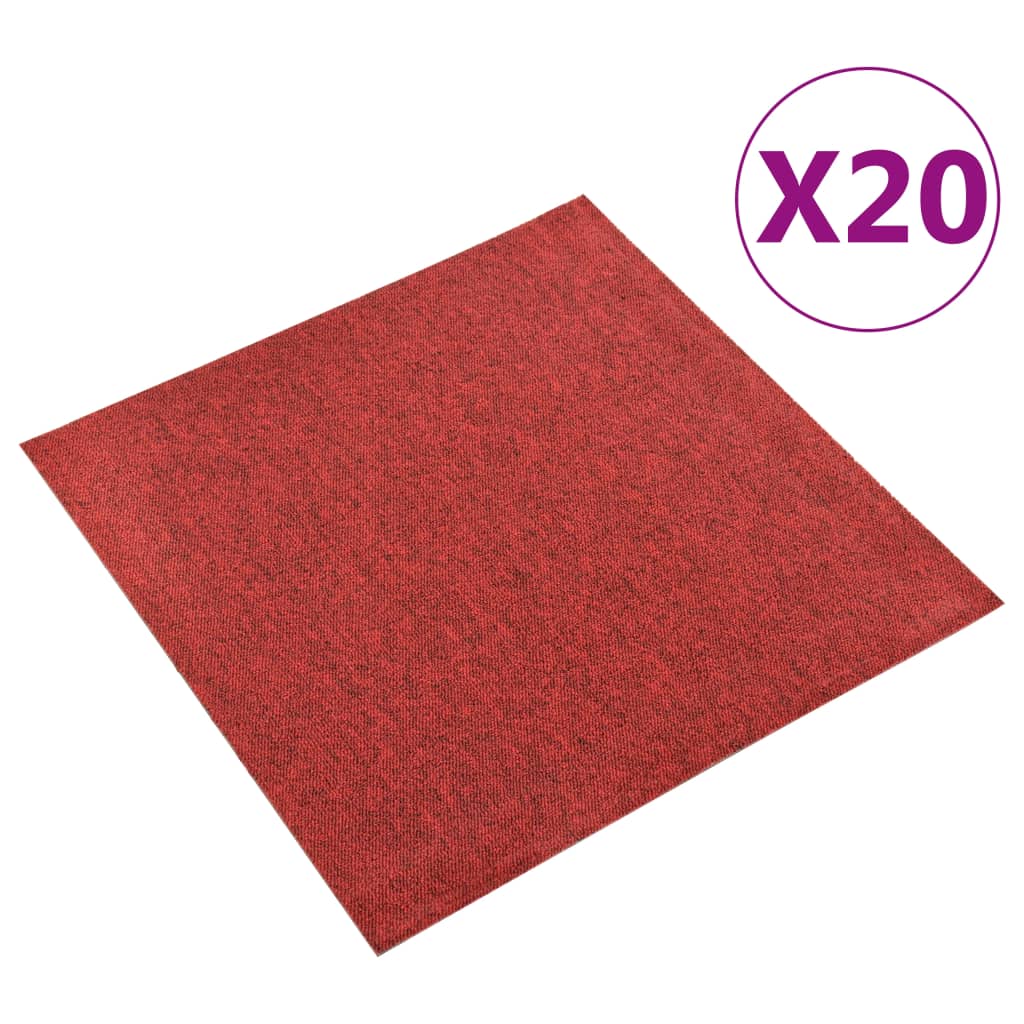 vidaXL Tekstiililaatta 20 kpl 5 m² 50×50 cm punainen