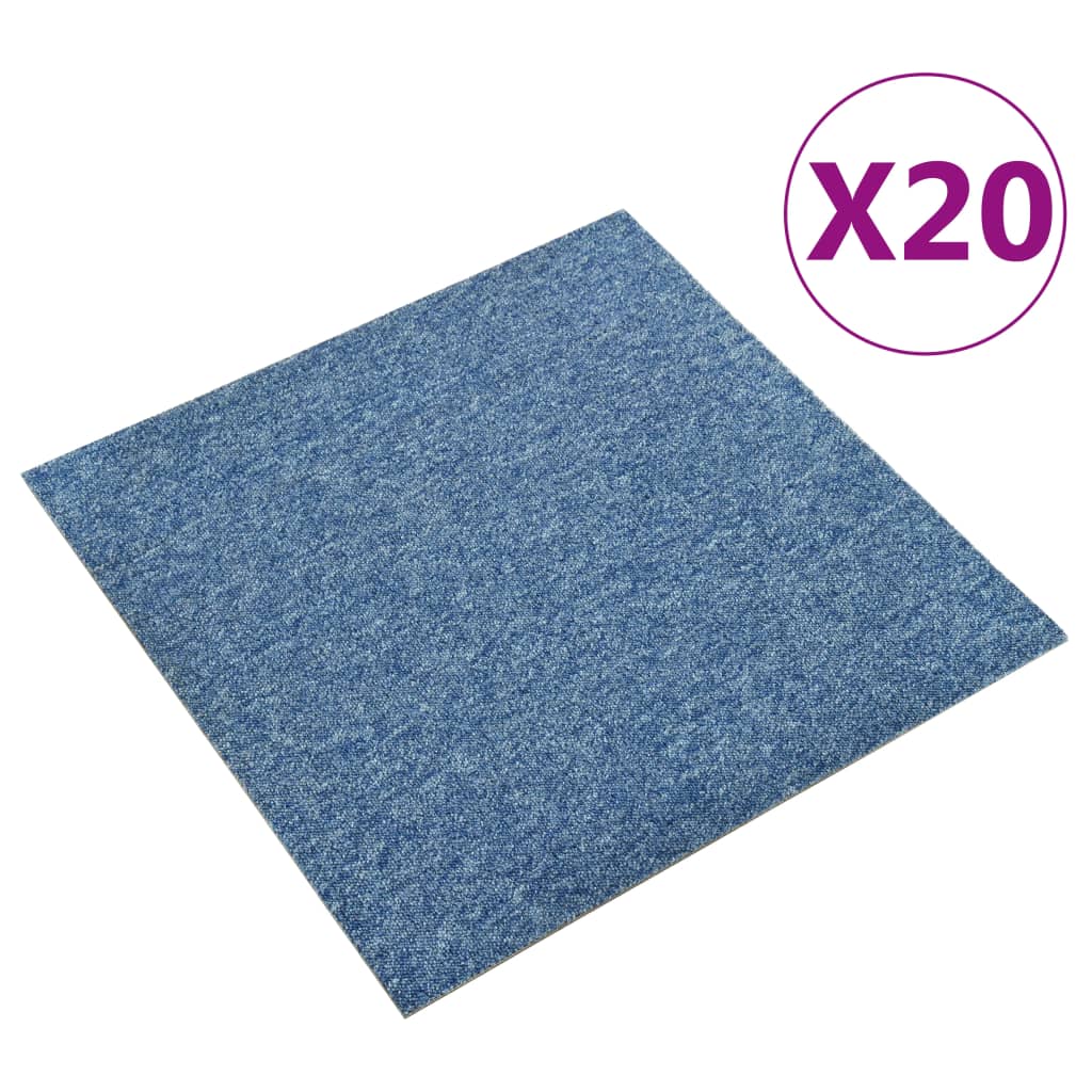 11: vidaXL tæppefliser 20 stk. 5 m² 50x50 cm blå