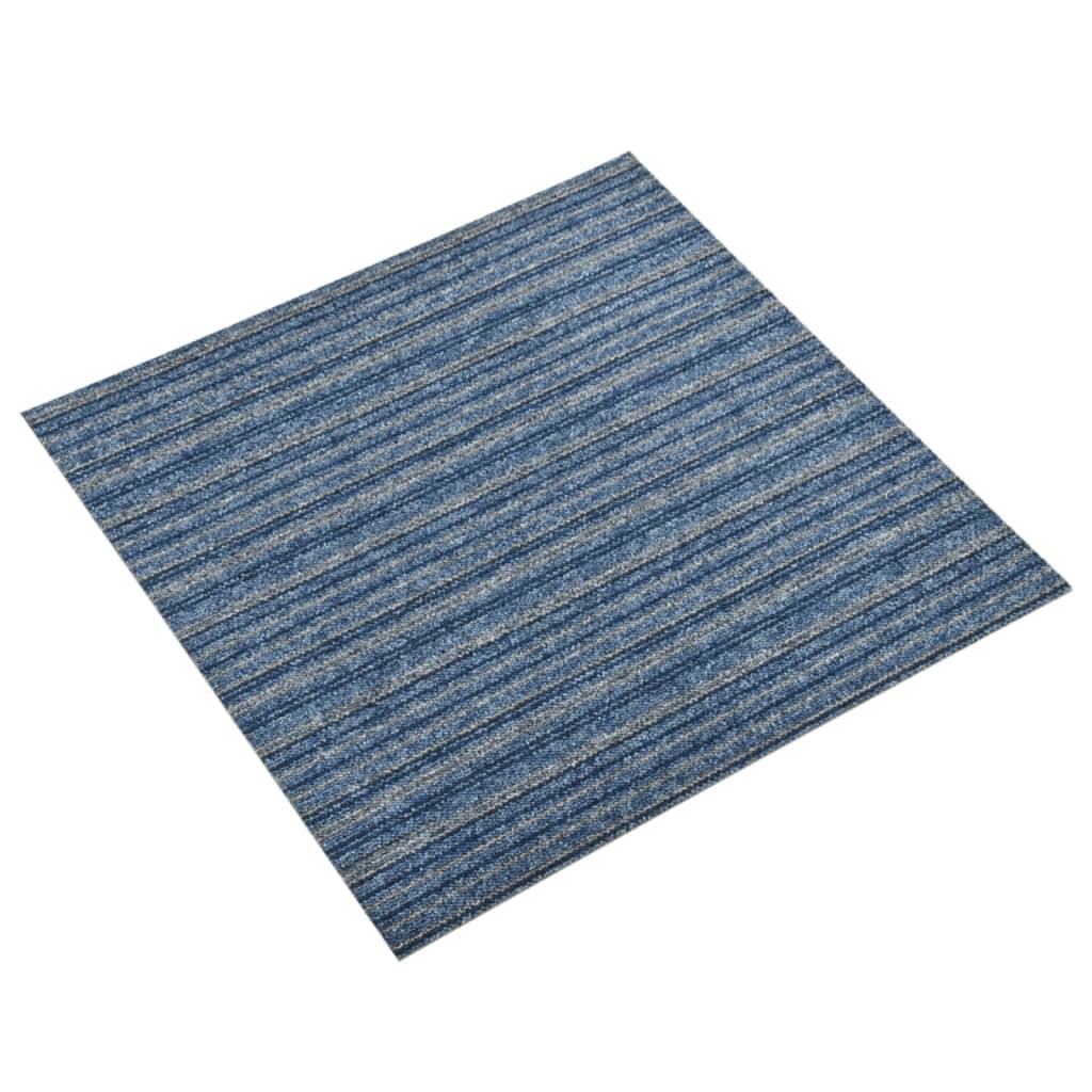 vidaXL Kobercové podlahové dlaždice 20 ks 5 m² 50x50 cm pruhy modré