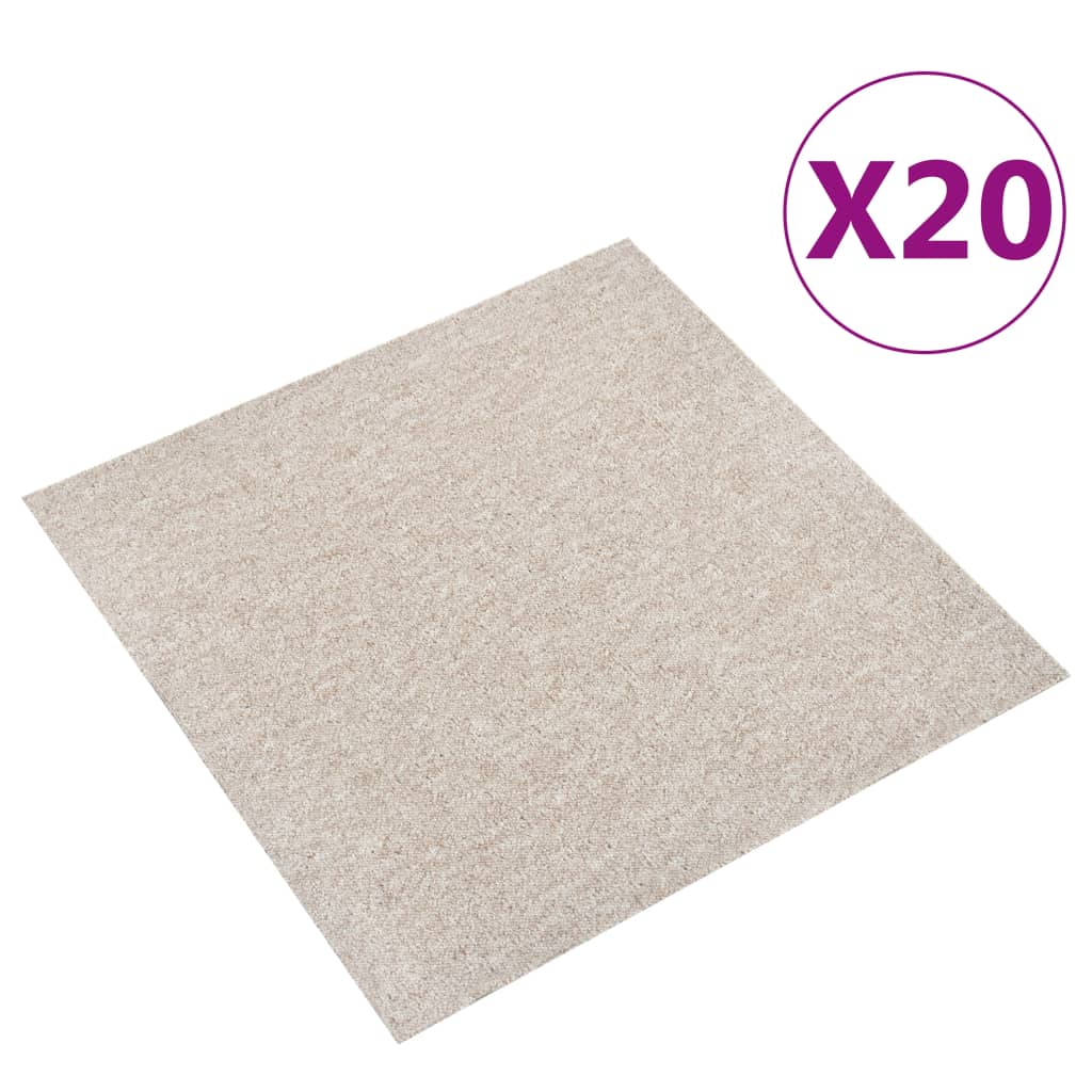 vidaXL Talna obloga preproga 20 kosov 5 m² 50x50 cm svetlo bež