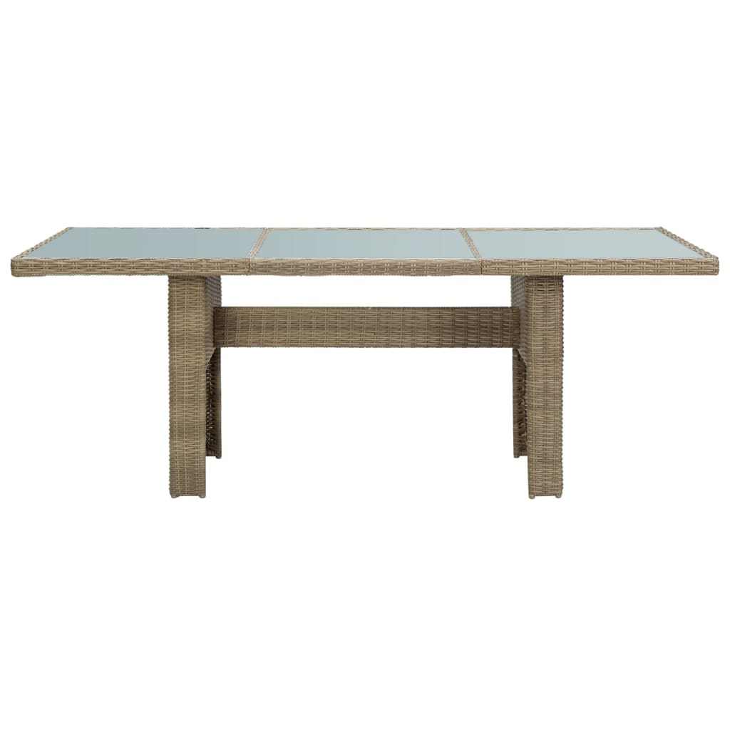 vidaXL Puutarhan ruokapöytä ruskea 200x100x74 cm lasi ja polyrottinki