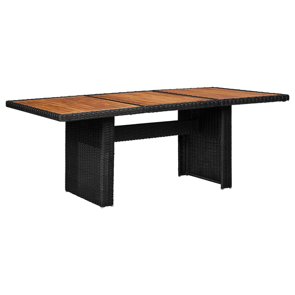  Záhradný jedálenský stôl, čierny 200x100x74 cm, polyratan
