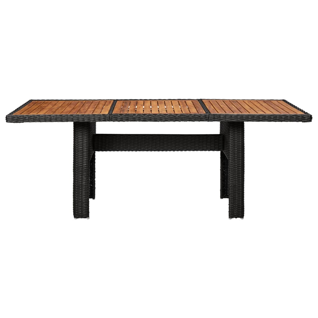  Záhradný jedálenský stôl, čierny 200x100x74 cm, polyratan