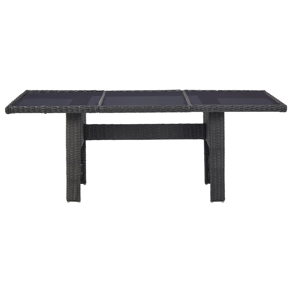 vidaXL barna üveg és polyrattan kerti étkezőasztal 200 x 100 x 74 cm