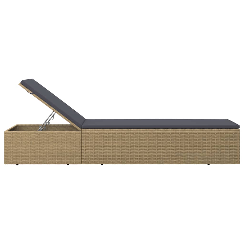 

vidaXL Ligbed poly rattan bruin en donkergrijs