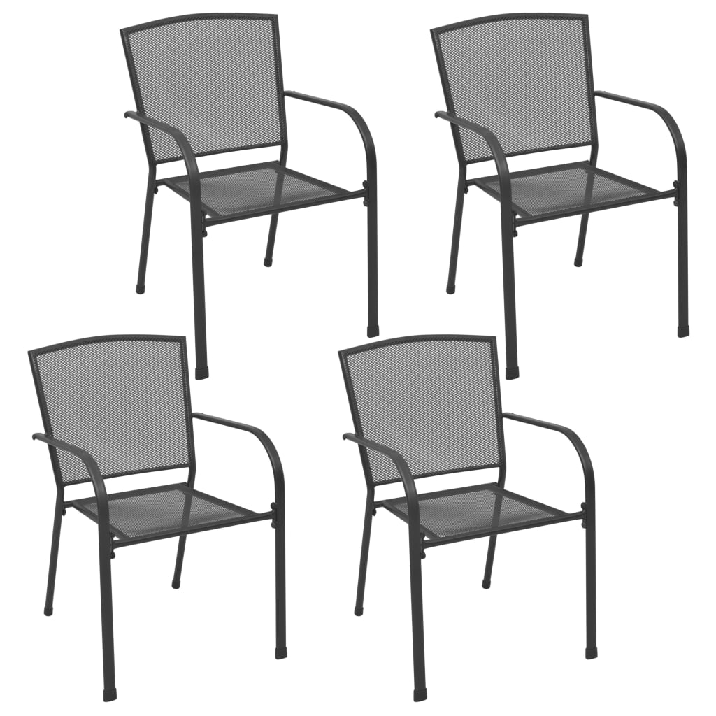 Photos - Garden Furniture VidaXL Patio Chairs 4 pcs Mesh Design Anthracite Steel 