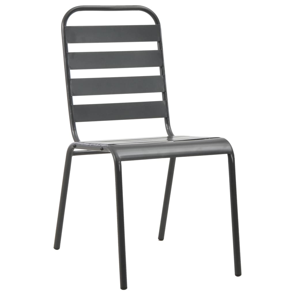  Vonkajšie stoličky 4 ks, latkový dizajn, oceľ, tmavosivé