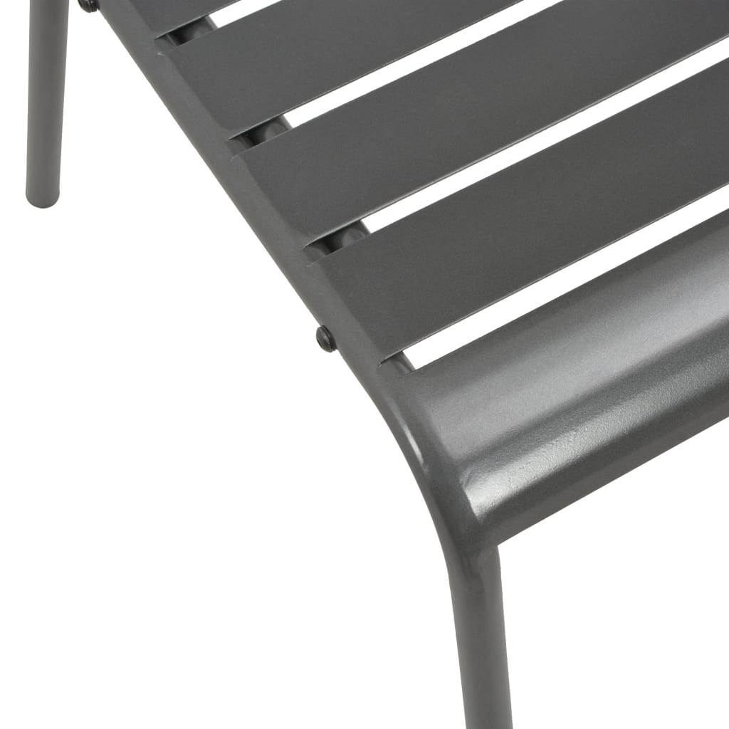  Vonkajšie stoličky 4 ks, latkový dizajn, oceľ, tmavosivé