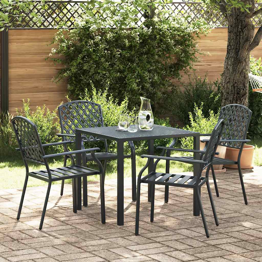 Outdoor Chair Set of 4 Anthracite Steel Stackable Outdo...