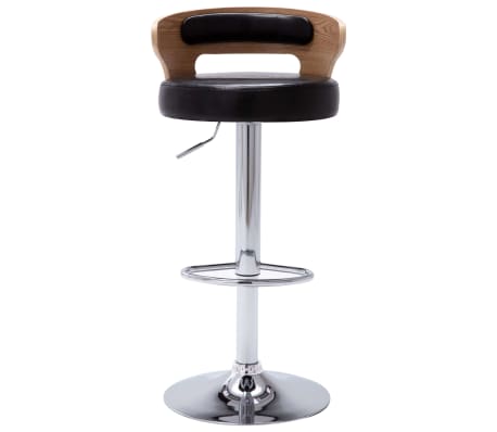 vidaXL Baro taburetės, 2vnt., juodos, išlenkta mediena ir dirbtinė oda