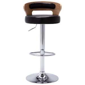 vidaXL Baro taburetės, 2vnt., juodos, išlenkta mediena ir dirbtinė oda