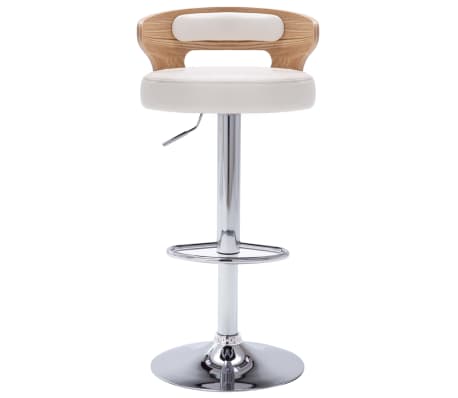 vidaXL Baro taburetės, 2vnt., baltos, i&scaron;lenkta mediena ir dirbtinė oda