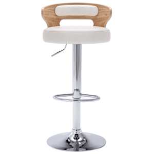 vidaXL Baro taburetės, 2vnt., baltos, i&scaron;lenkta mediena ir dirbtinė oda