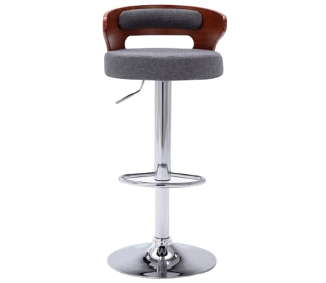 vidaXL Baro taburetės, 2vnt., pilkos, išlenkta mediena ir audinys