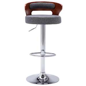 vidaXL Baro taburetės, 2vnt., pilkos, išlenkta mediena ir audinys