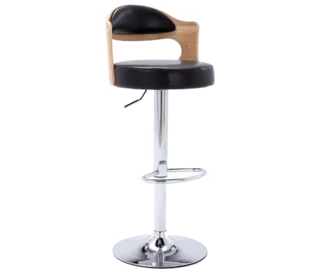 vidaXL Baro taburetės, 2vnt., juodos, išlenkta mediena ir dirbtinė oda