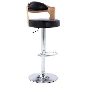 vidaXL Baro taburetės, 2vnt., juodos, išlenkta mediena ir dirbtinė oda