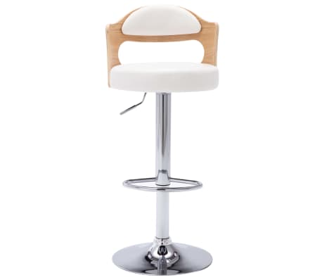 vidaXL Baro taburetės, 2vnt., baltos, išlenkta mediena ir dirbtinė oda