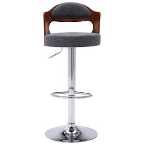 vidaXL Baro taburetės, 2vnt., pilkos, išlenkta mediena ir audinys