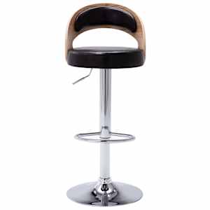 vidaXL Baro taburetės, 2vnt., juodos, išlenkta mediena ir dirbtinė oda