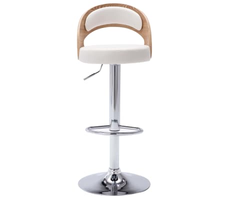 vidaXL Baro taburetės, 2vnt., baltos, i&scaron;lenkta mediena ir dirbtinė oda