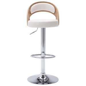 vidaXL Baro taburetės, 2vnt., baltos, i&scaron;lenkta mediena ir dirbtinė oda