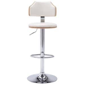 vidaXL Baro taburetės, 2vnt., baltos, i&scaron;lenkta mediena ir dirbtinė oda