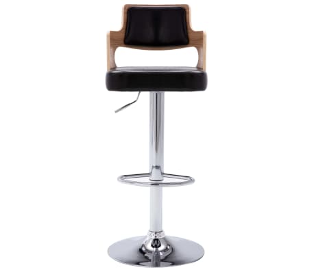 vidaXL Baro taburetės, 2vnt., juodos, išlenkta mediena ir dirbtinė oda