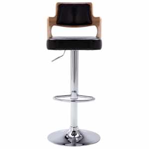 vidaXL Baro taburetės, 2vnt., juodos, išlenkta mediena ir dirbtinė oda