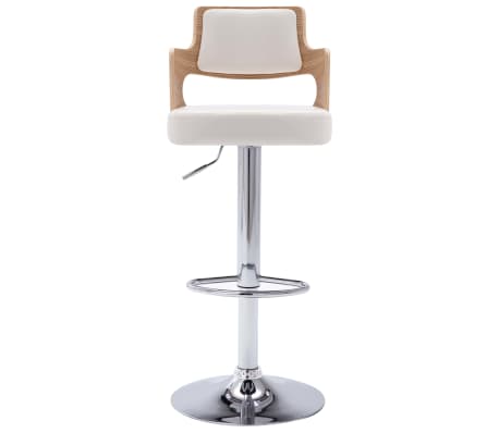 vidaXL Baro taburetės, 2vnt., baltos, i&scaron;lenkta mediena ir dirbtinė oda