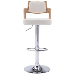 vidaXL Baro taburetės, 2vnt., baltos, i&scaron;lenkta mediena ir dirbtinė oda