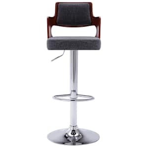 vidaXL Baro taburetės, 2vnt., pilkos, i&scaron;lenkta mediena ir audinys