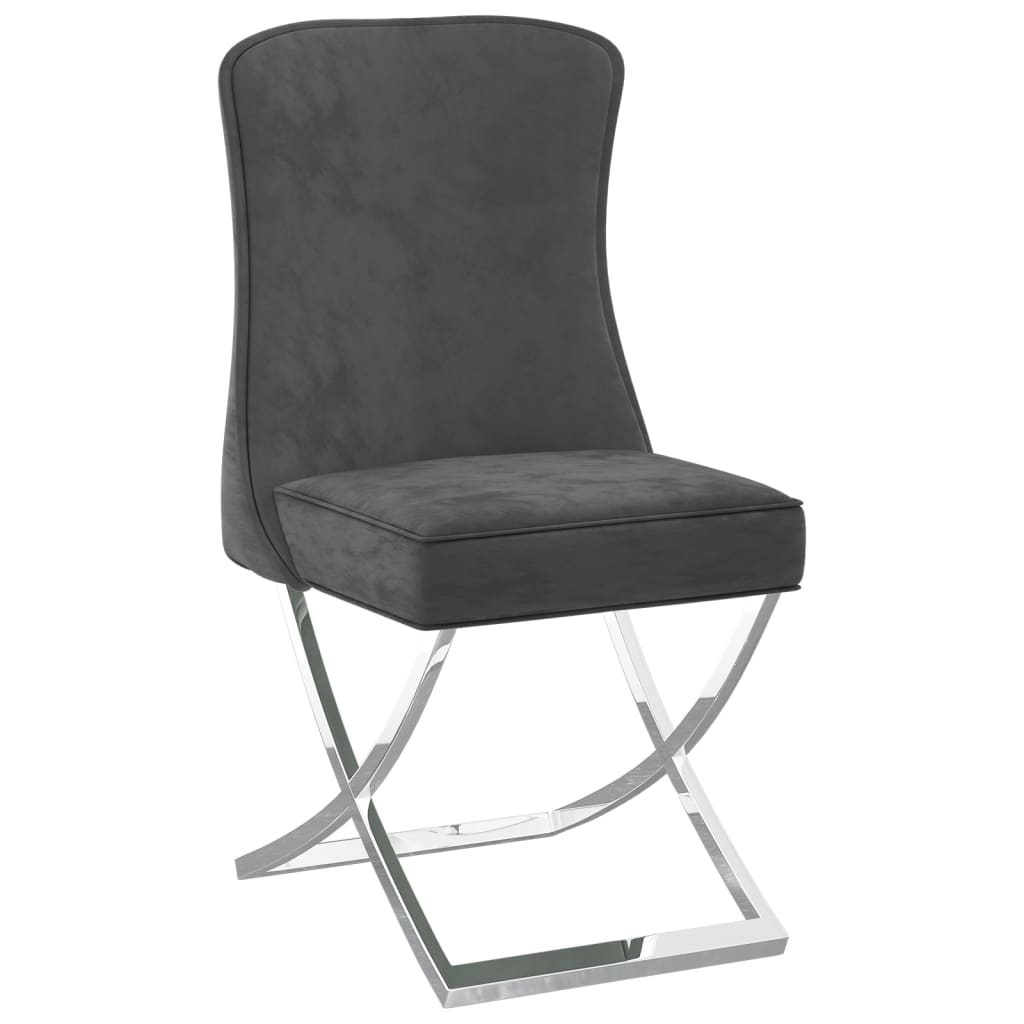 Jídelní židle šedá 53 x 52 x 98 cm samet a nerezová ocel