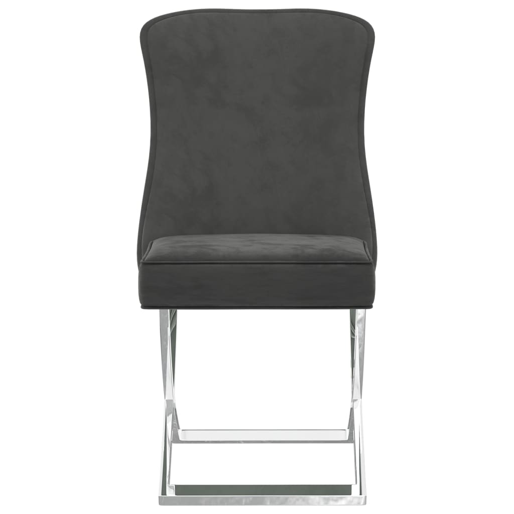 vidaXL Jedálenská stolička sivá 53x52x98 cm zamat a nehrdzavejúca oceľ