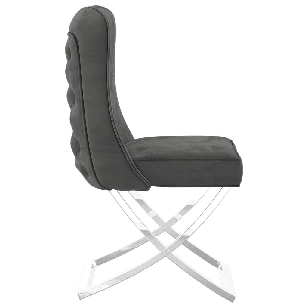  Jedálenská stolička sivá 53x52x98 cm zamat a nehrdzavejúca oceľ