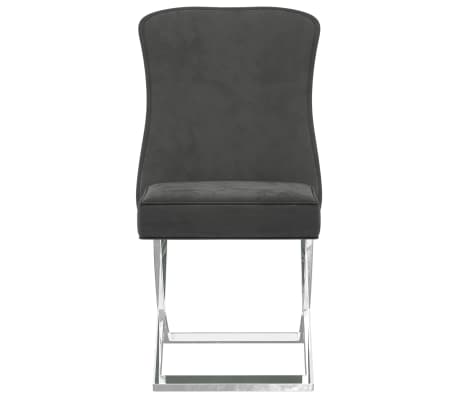 vidaXL Трапезен стол, сив, 53x52x98 см, кадифе и неръждаема стомана
