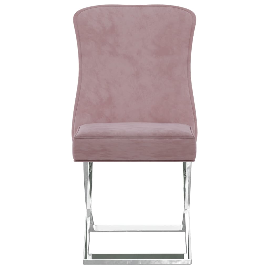 vidaXL Cadeira de jantar 53x52x98 cm veludo e aço inoxidável rosa